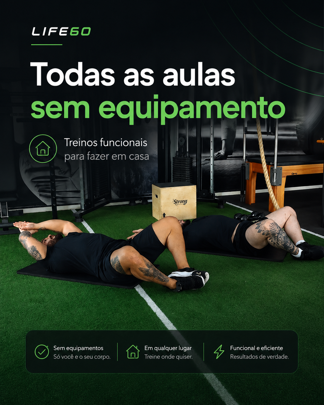 Aula funcional do Life60 sem necessidade de equipamentos