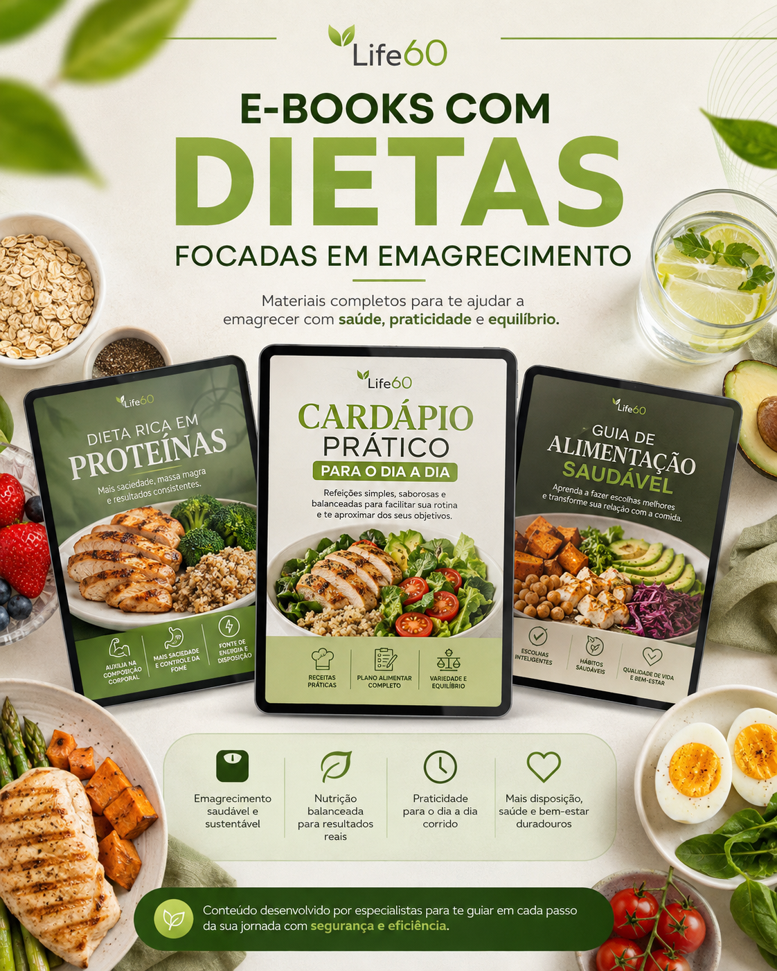E-books de alimentação e dietas do Life60